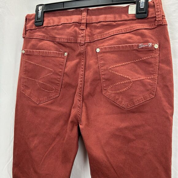 Seven 7 Tummyless High Rise Skinny Jeans Womens 8 (27 X 27.5) Fired Brick Red - Picture 5 of 13